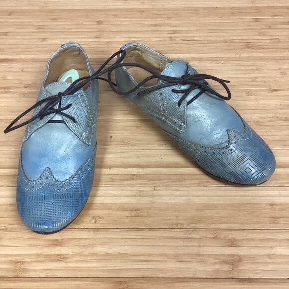 Bed Stu Oxford Distressed Blue Shoes 6 - Picture 1 of 12